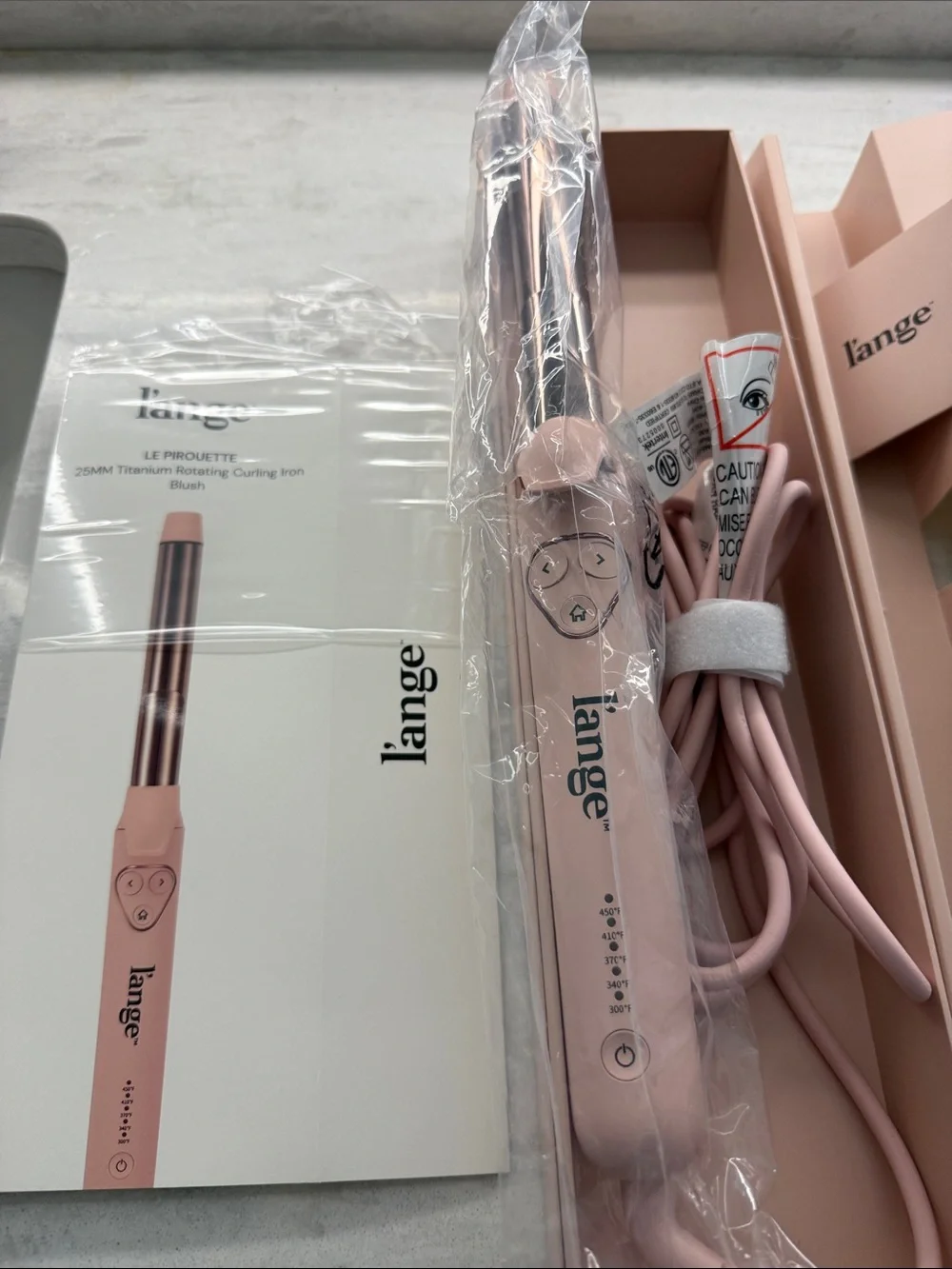 Lange Blush Pink Curling Wand with Rose Gold Barrel